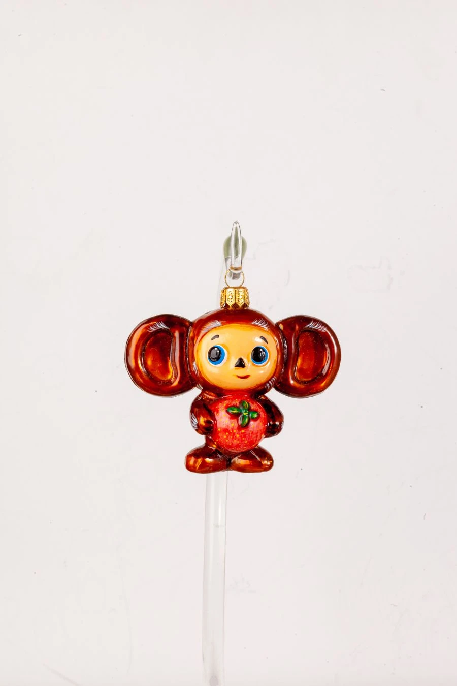Licence Christmas tree toy made of glass "Cheburashka"