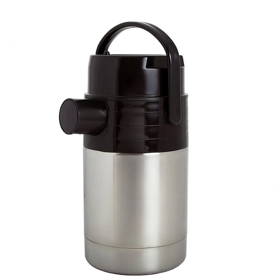 Household vacuum thermos with double flask made of corrosion-resistant steel with air pump (bellows) for liquid type "A"