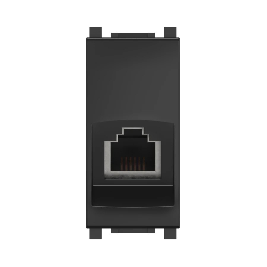 CADUCEUS ALING Experience flush-mounted telephone socket RJ12 6P6C cat.3, 1M, black (soft touch), art. 74212.?1