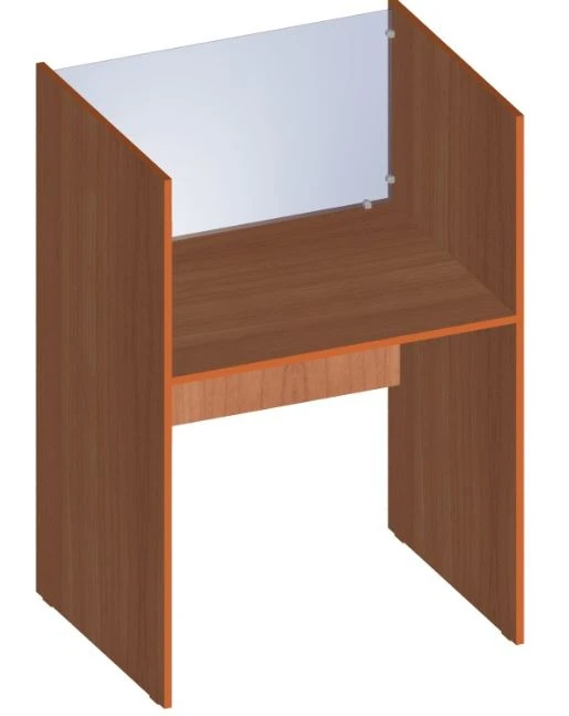 Pupil's table with acoustic cabin for foreign language classrooms.