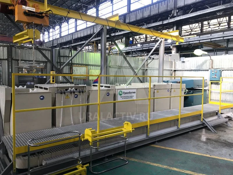 Lines for chemical and electrochemical surface treatment, electroplating, chemical and anodising coatings.