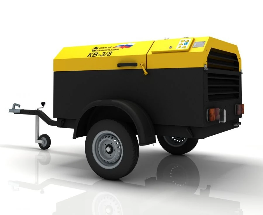 Compressor station on wheeled chassis based on screw compressors KV-3/8P