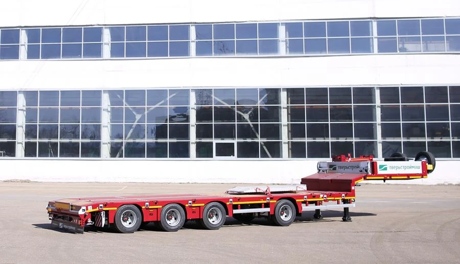 Semitrailer Tverstroimash 993941 modification F024, variant - platform sliding lengthwise with co-axial steering control