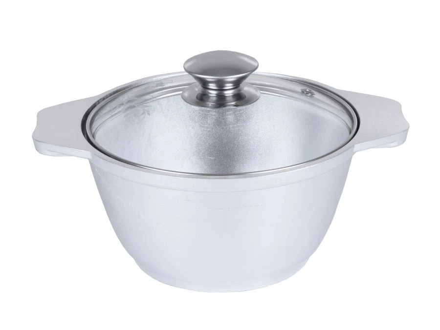 1L (uncoated) aluminium cast saucepan TM Kukmara, with glass lid