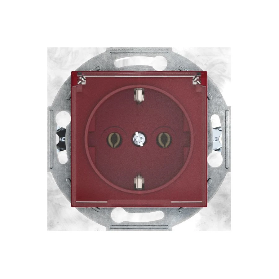 CADUCEUS ALING PRESTIGE Flush-mounted socket outlet with grounding without cover with cover with ceramic base 16A, 250V~, burgun