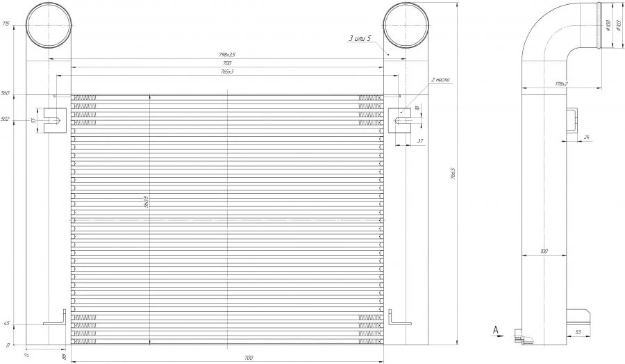Charge air cooler V-2375. 1317. 200-1