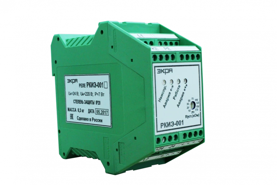 Device (relay) for control of insulation resistance level of poles of DC networks RKIE