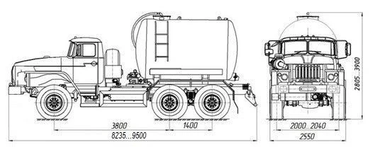 Vacuum tanker MB 4680K6-10 on Ural chassis 5557-1151-60, 5557-1151-62, 5557-1151-70, 5557-1151-72, 5557-1151-74