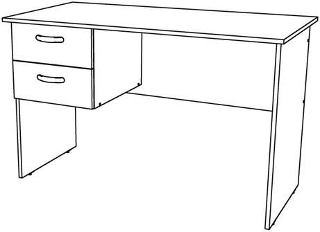 Desk (straight, rectangular, working, office) with hanging drawer (2 drawers)