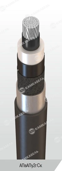 Power cable with aluminium conductors insulated with cross-linked polyethylene for voltage of 6, 10, 15, 20, 30 and 35 kV of APv