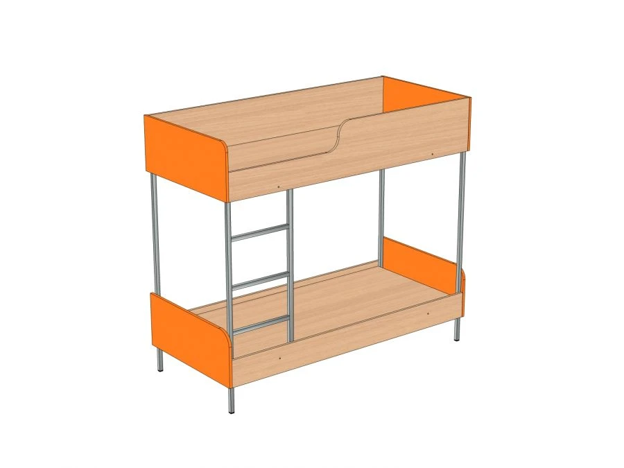Children's 2-drawer metal-framed bed K-3M