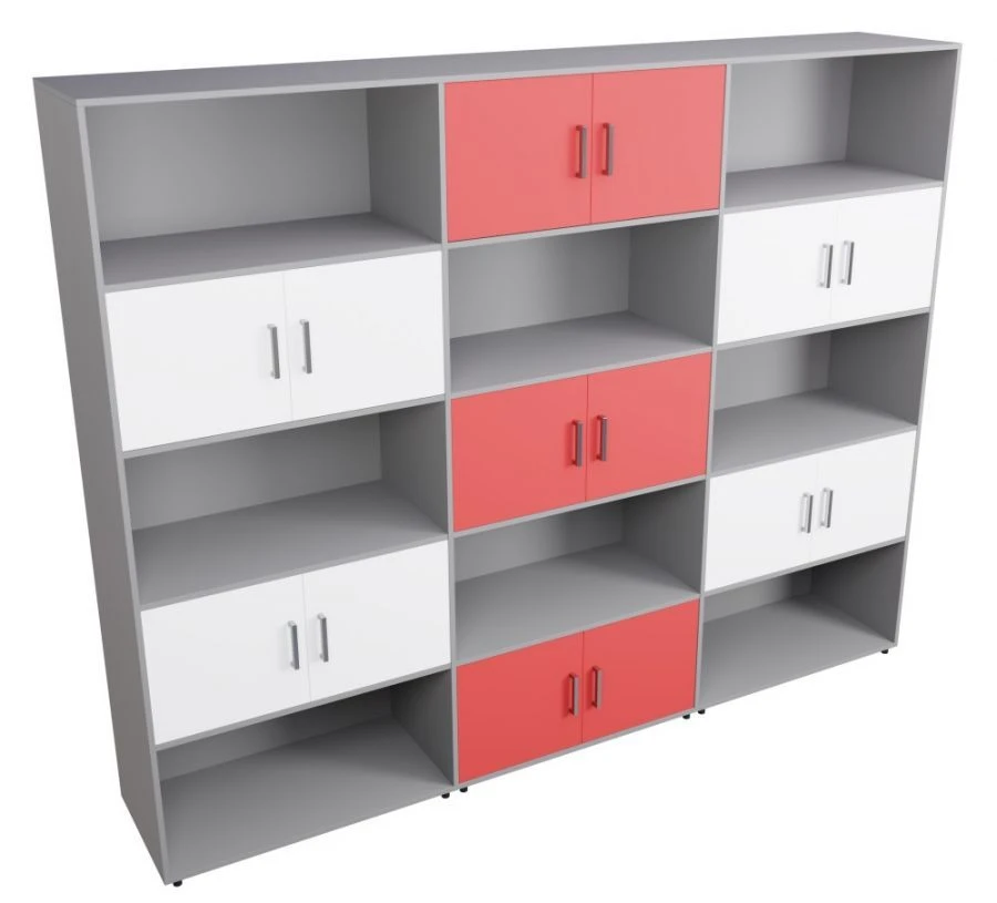 Built-in cupboard closed with open shelf, multi-sectional, part no. 95736-001