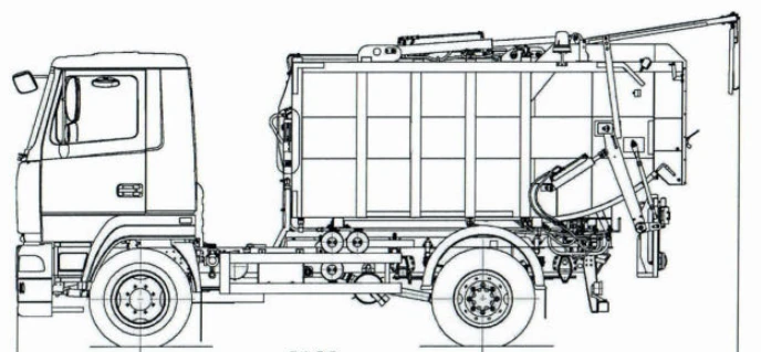 Rear-loading rubbish truck KO-440M8, type KO-440M, modification KO-440M8, basic chassis: MAZ-4381N2, MAZ-4381C0.