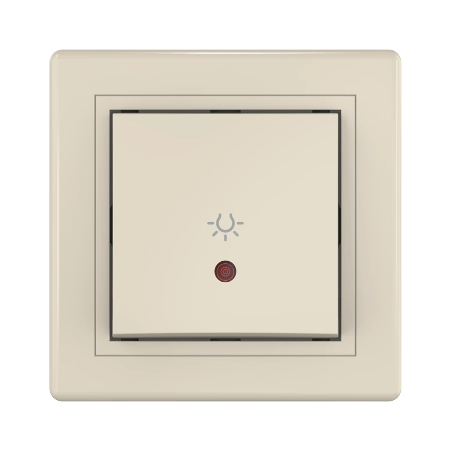 CADUCEUS ALING PRESTIGE Flush-mounted push-button light switch with 10AX, 250V~ indication, beige, article number 609I.999.