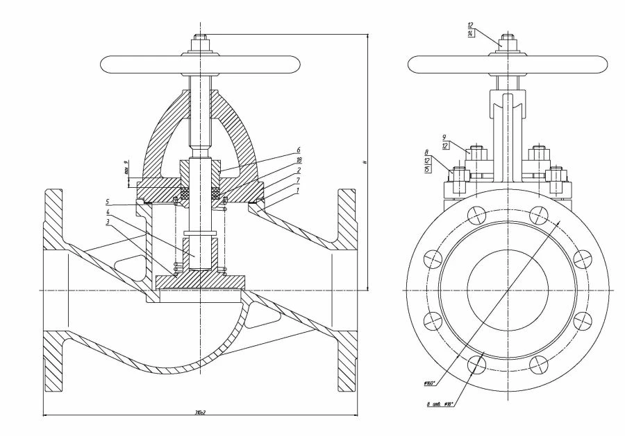 Valve non-return shut-off flanged bore DN 80 PN 16 series 458 (KMIA.491925.002)