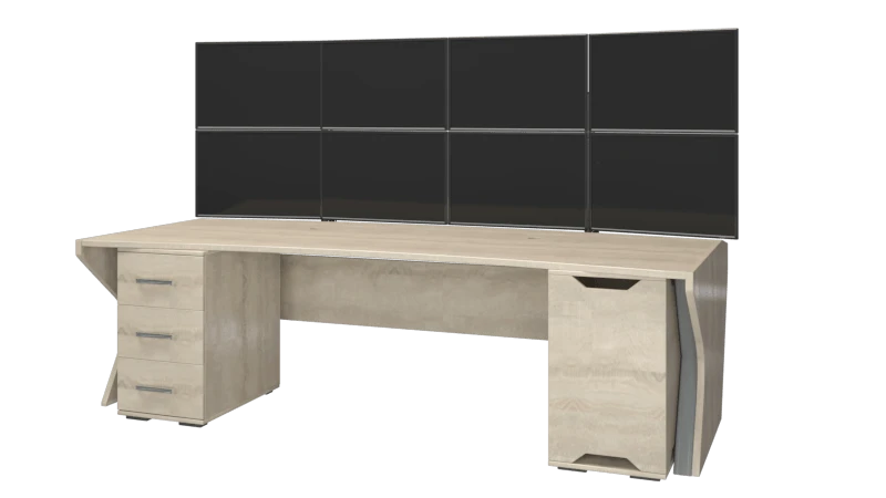 Desk-section for administrative premises, security and control rooms