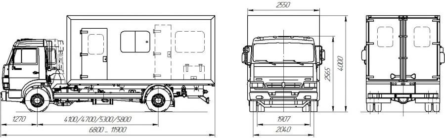Special purpose vehicles, other type 47020 mod: 47020E, 47020E-02, based on chassis KAMAZ 4308 mod. KAMAZ 4308-G5.