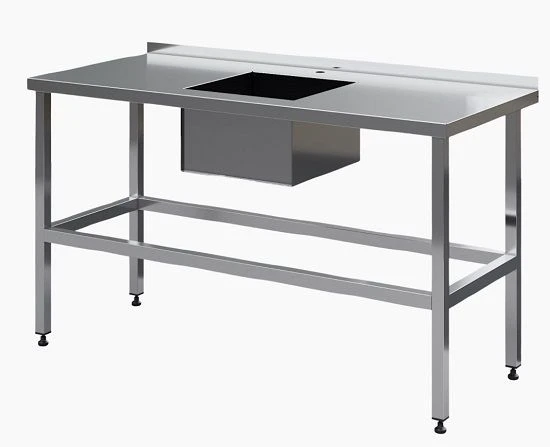 Table with sink for vegetable processing 1600x700x850 mm (AISI 430)