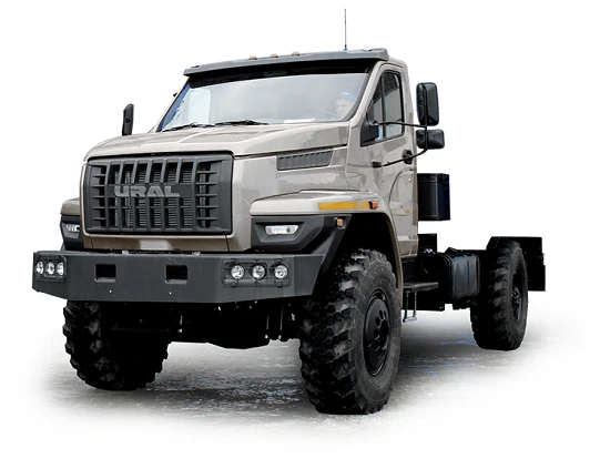 Ural 43206-71E3 chassis with "NEXT" cab (Possible equipment: FG 9JS135TA gearbox; clutch: ZF, Hammer; transfer case: UR).