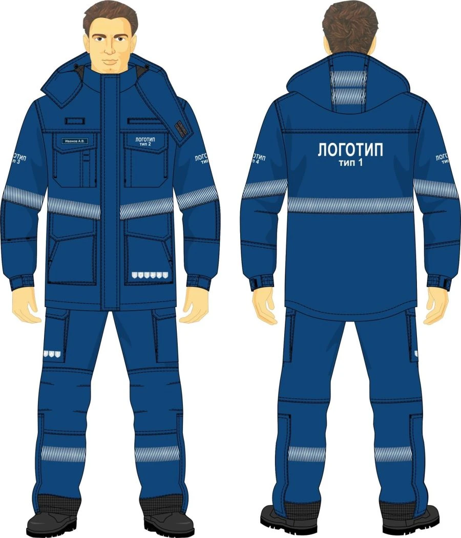 Men's suit (jacket, trousers) in the corporate style of PJSC Gazprom Neft for protection against thermal risks of electric arcs;