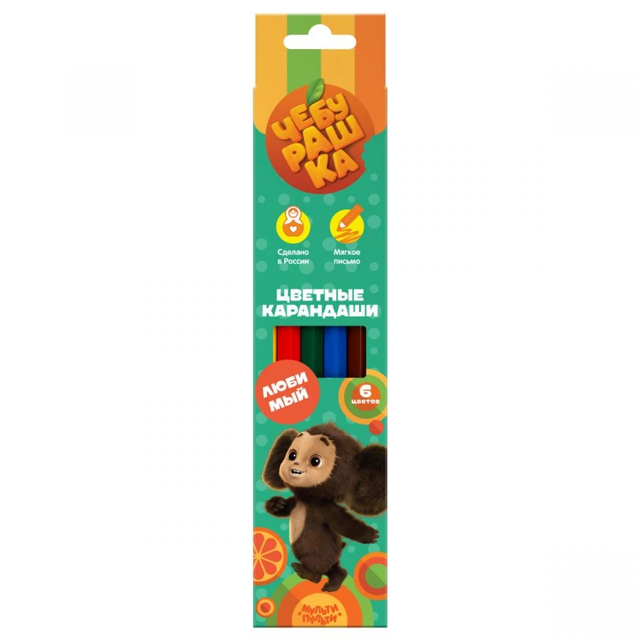 Coloured pencils Multi-pulti "Cheburashka", 06-colour, sharpened, cardboard, europodweight