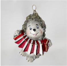 Handmade glass Christmas tree toy "Hedgehog with accordion"