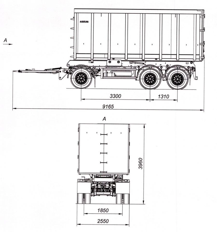 Three-axle 8595-03 dump scrap wagon trailer with HJD13Y30S18-1840T16-060 axles with payload capacity of 12 tonnes
