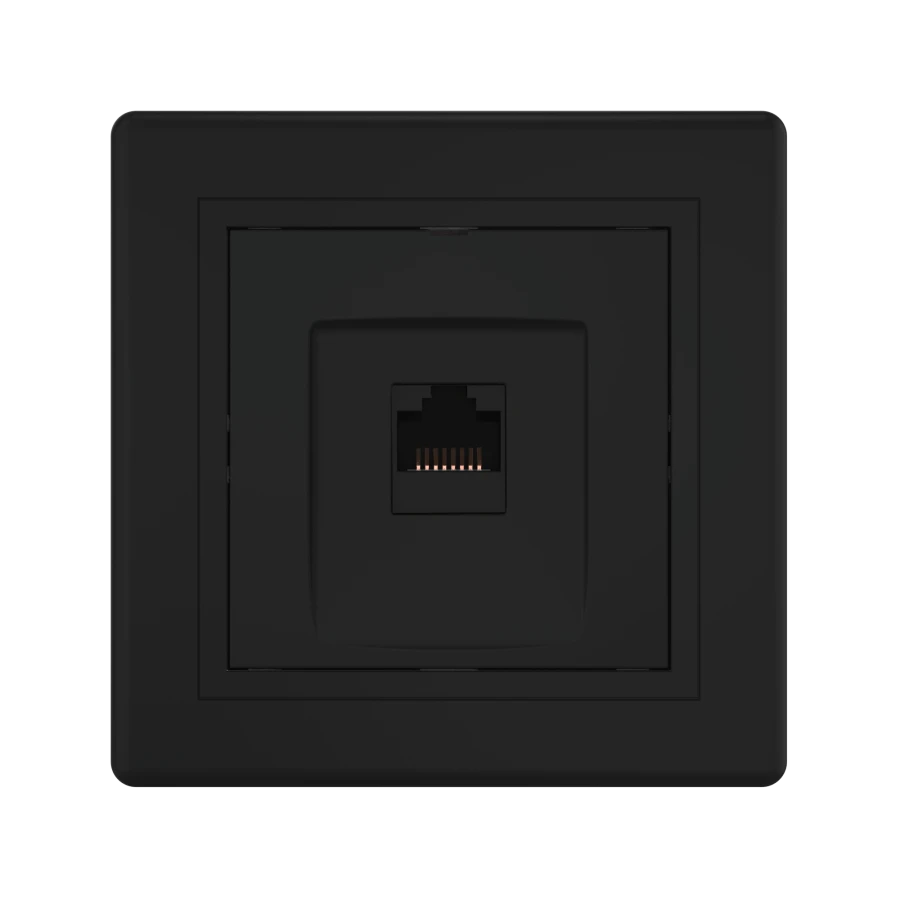 CADUCEUS ALING PRESTIGE Flush-mounted computer socket with Keystone RJ45 8P8C cat.6A UTP module, black (soft touch), art.