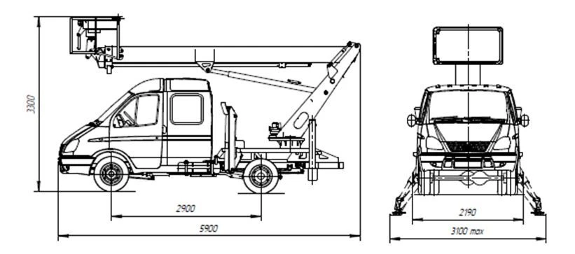 AGP-14T autohydro lift GAZ-33023 14M 200/250KG 8.4M