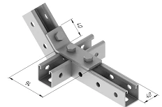 Plate angle 45 degrees 3 holes SMA 629, with overall dimensions 40x40x94 mm, with metal thickness 5,0 mm, hot-dip galvanised