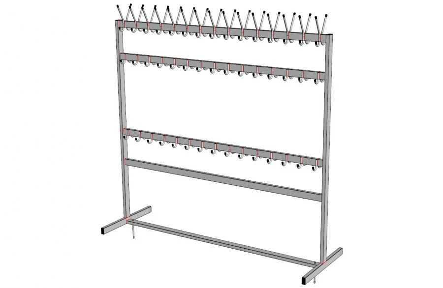 Metal-framed floor coat rack, article 003.001