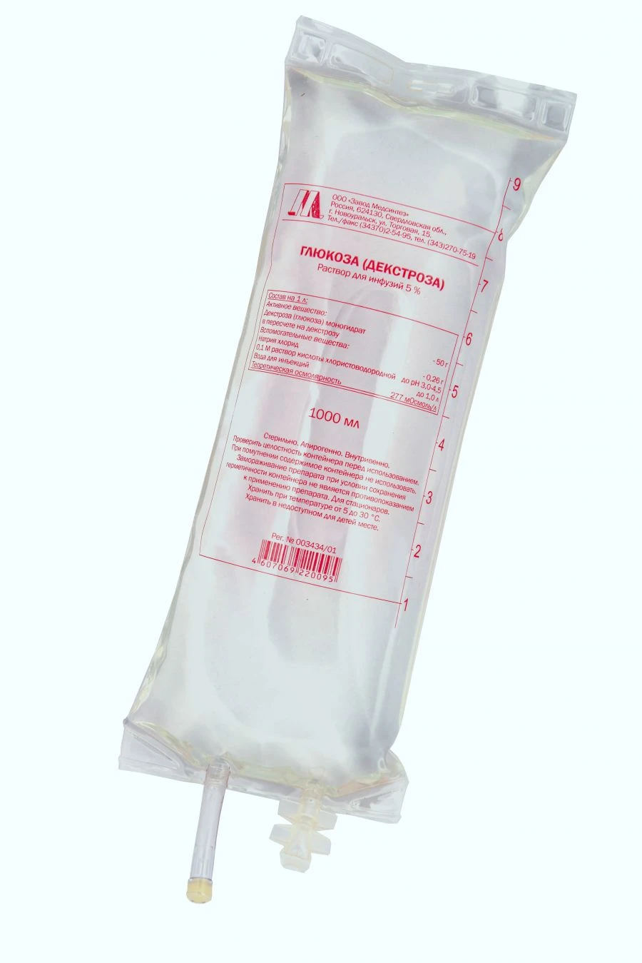 Glucose, 5%, 1000 ml. (INN: Dextrose)