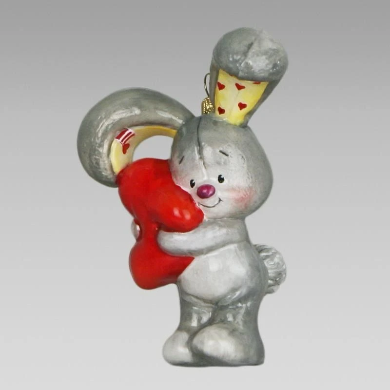 Handmade glass Christmas tree toy "Bunny with ears"