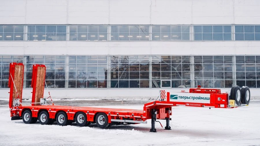 Semitrailer Tverstroimash 993951 modification 0021 variant - sliding platform with gangways