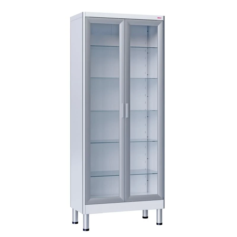 ??-10-"???" (???-7668.12) Double-leaf medical cabinet with glass shelves, glass doors with aluminium trim.
