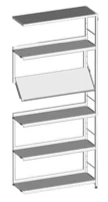 Single-sided shelving unit 880x300x1752 mm (WxHxH)