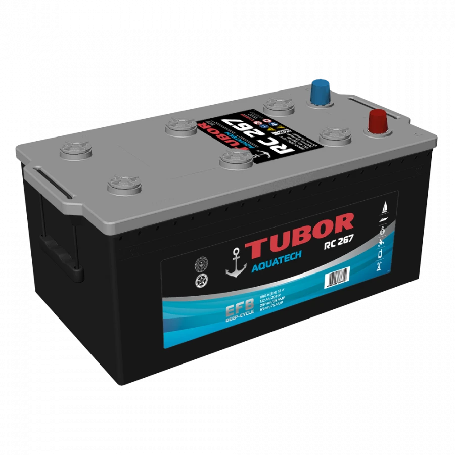 Lead-acid starter battery TUBOR AQUATECH 6ST-132.3(4) VL (EN)