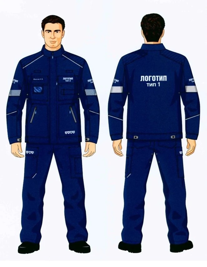 Men's suit (jacket, trousers) in Gazprom Neft corporate style for protection against general industrial contamination and furry 