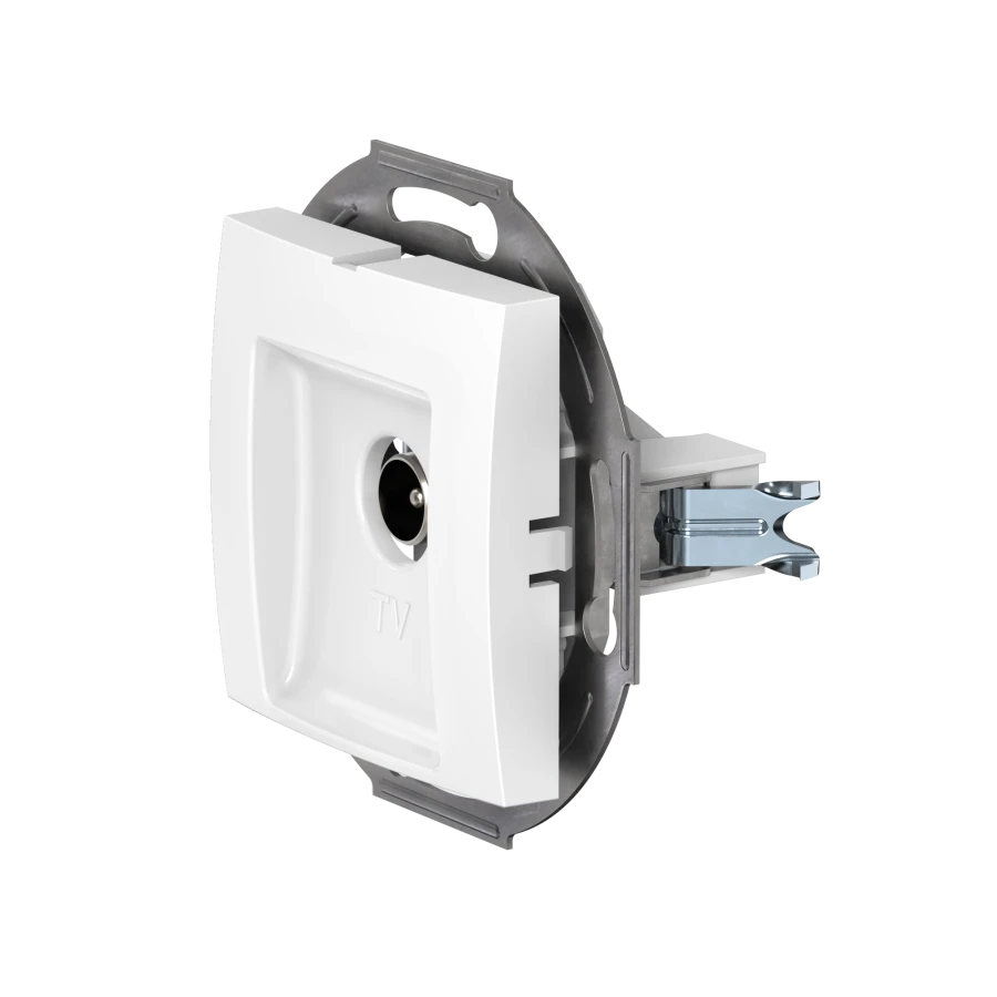 CADUCEUS ALING PRESTIGE Single flush-mounted aerial TV/FM socket, white, art. no. 6012I.0. 6012I.0 (mechanism)