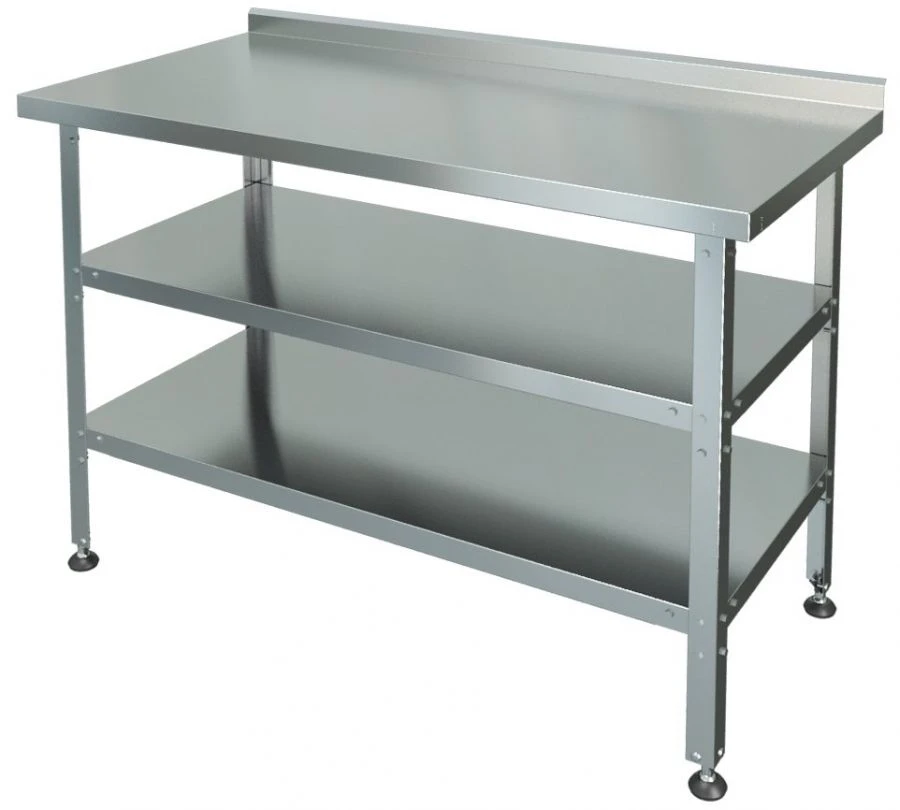 Cutting and production table with a board, with two shelves SRP-1-0,6/1,5-2P (stainless steel)