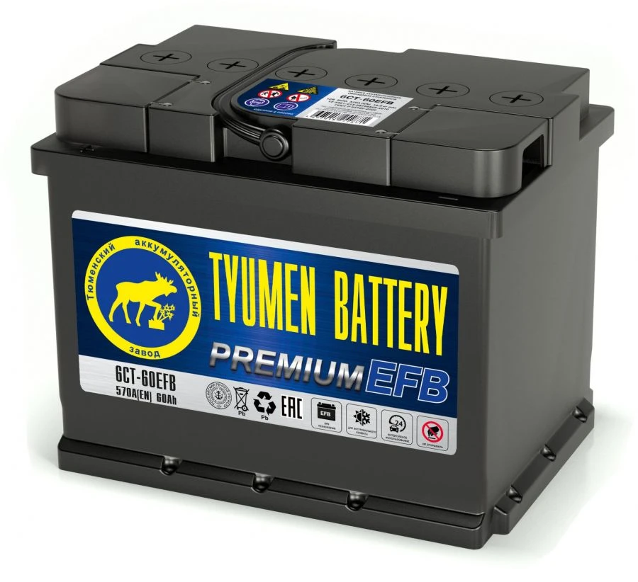 TYUMEN BATTERY 6ST-60L PREMIUM EFB-R lead rechargeable starter battery