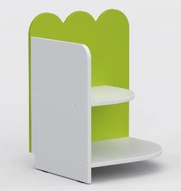 Corner shelving unit low "Nevalyashki". Size (w x d x h): 480 x 400 x 500mm. (left). (Furniture for kindergartens brand "Interio