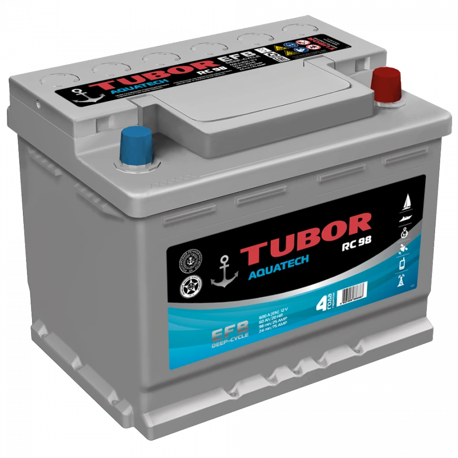 Accumulator battery starter lead-acid TUBOR AQUATECH 6ST-60.1(0) VL