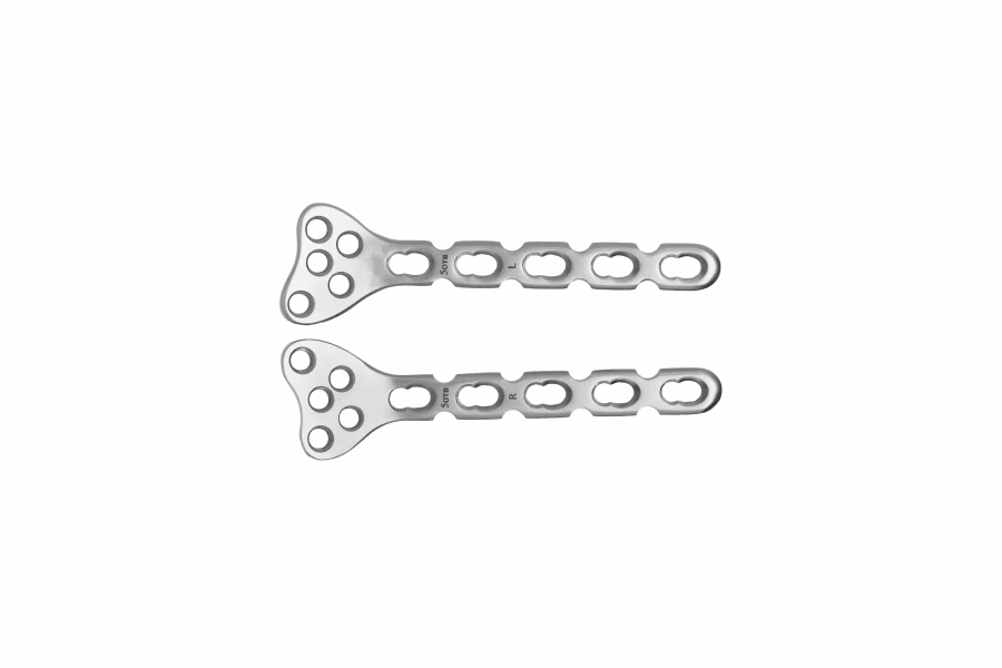 Radius plate with angular stability right/left (with 3,5/2,4 mm screws)