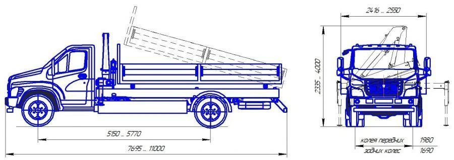Dumper trucks with diesel engine, GVW over 3,5 tonnes but not more than 12 tonnes type 47192 modifications : 47193N on chassis b