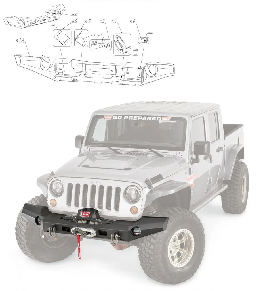 Car bumpers + fixing kit for JEEP WRANGLER JK 2007-2018