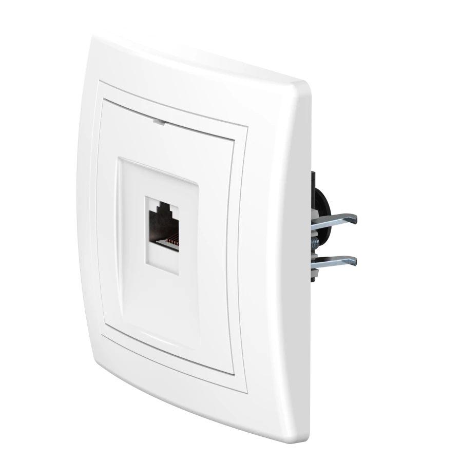 CADUCEUS ALING PRESTIGE Flush-mounted computer socket with Keystone RJ45 8P8C cat.6A UTP module, white, art. 616.000