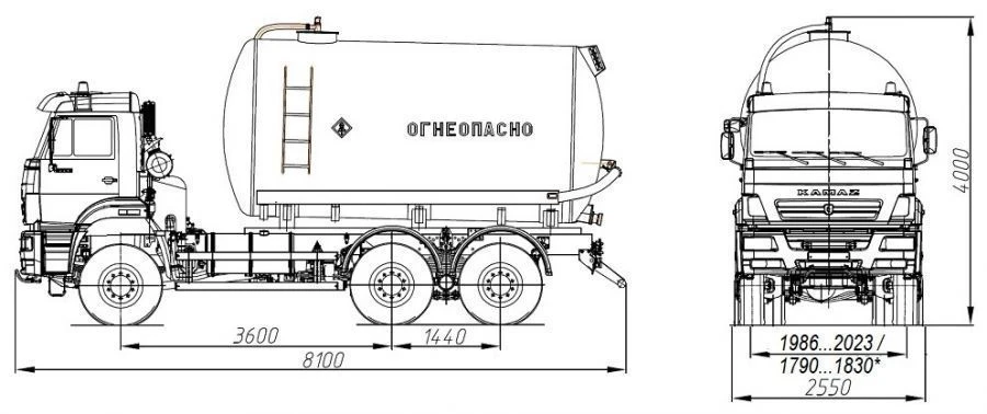 Oil and gas condensate collection tanker AKN/AKNS 4680A6-30 on KAMAZ 6522-53, 6522-54, 6522-RT chassis