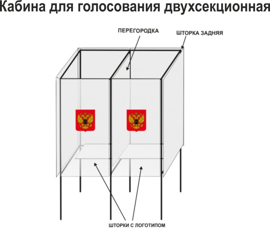 Double-section voting booth (plastic frame)