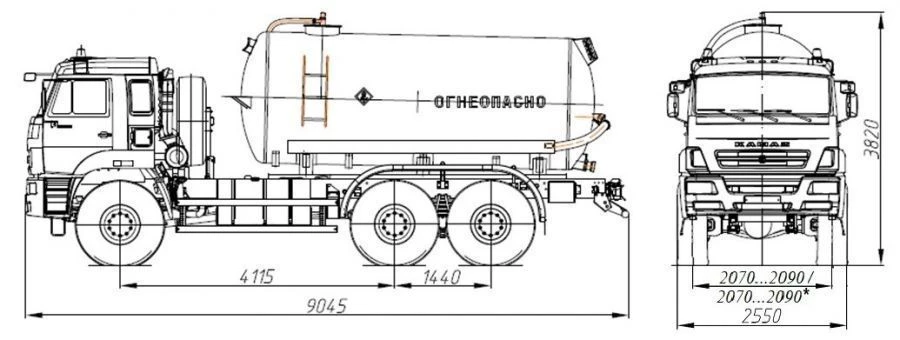 Oil and gas condensate collection tanker AKN/AKNS 4680A8-30 on KAMAZ 65224-53, 65224-54 chassis
